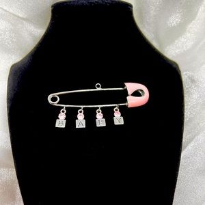 Baby Girl Safety Pin/Pendant ~ Baby Gift Topping ~ Baby Kilt Pin